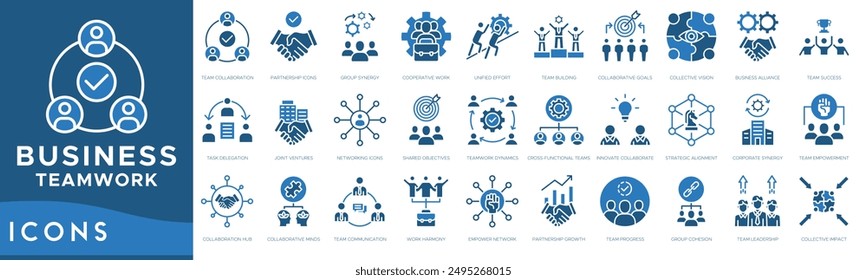 Business Teamwork icon. Team Collaboration, Partnership , Group Synergy, Cooperative Work, Unified Effort, Team Building, Collaborative Goals, Collective Vision, Business Alliance and Team Success