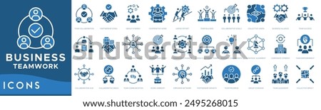 Business Teamwork icon. Team Collaboration, Partnership , Group Synergy, Cooperative Work, Unified Effort, Team Building, Collaborative Goals, Collective Vision, Business Alliance and Team Success