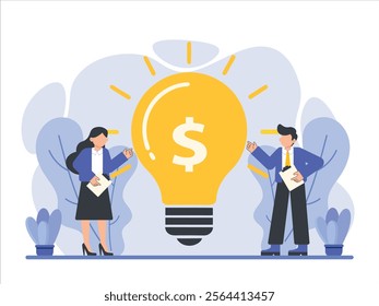 Business Teamwork Illustration Concept, Collaborating in Real-Time, Giant Mobile Phone with Team Chat Open, Flat Vector Illustration