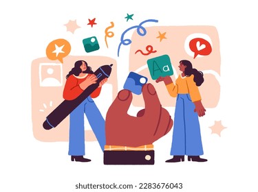 Business Teamwork illustrations. Collection of scenes with men and women taking part in business activities. Trendy style