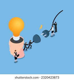 Business teamwork for innovation isometric 3d vector illustration concept for banner, website, illustration, landing page, flyer, etc