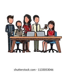 Business teamwork with laptop scribble
