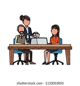 Business teamwork with laptop scribble