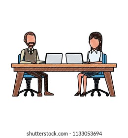 Business teamwork with laptop scribble