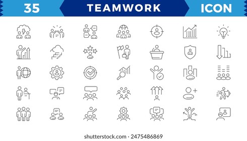 Business teamwork, Teamwork line icons set. Businessman outline icons collection. Work group and human resources. team building, work group and human resources minimal thin line web icon set.