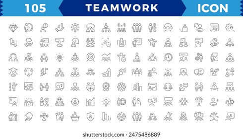 Business teamwork, Teamwork line icons set. Businessman outline icons collection. Work group and human resources. team building, work group and human resources minimal thin line web icon set.