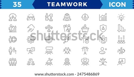 Business teamwork, Teamwork line icons set. Businessman outline icons collection. Work group and human resources. team building, work group and human resources minimal thin line web icon set.