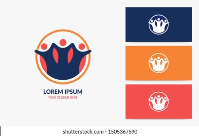 Business teamwork logo, friendship multicolor logotype concept