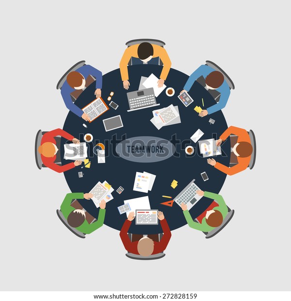 Business Teamwork Business Meeting Brainstorming Vector Stock Vector ...