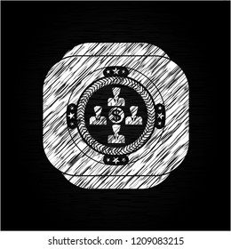 business teamwork and money icon drawn with chalkboard texture