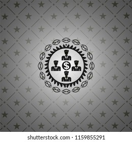 business teamwork and money icon inside dark emblem. Retro