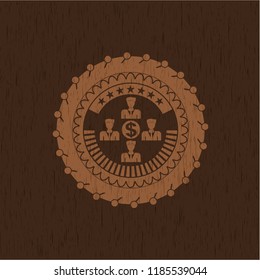 business teamwork and money icon inside wood signboards