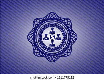 business teamwork and money icon inside emblem with jean texture