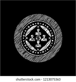 business teamwork and money icon inside chalkboard emblem on black board