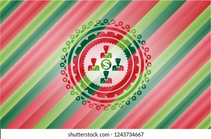 business teamwork and money icon inside christmas emblem background.