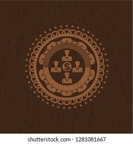 business teamwork and money icon inside wood signboards