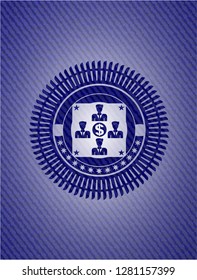 business teamwork and money icon inside jean background