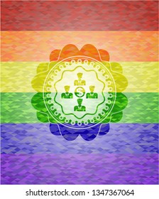 business teamwork and money icon inside lgbt colors emblem 