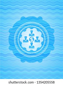 business teamwork and money icon inside water concept badge.