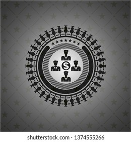 business teamwork and money icon inside black emblem