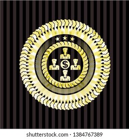 business teamwork and money icon inside shiny badge