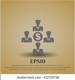 Business Teamwork and Money vector icon or symbol