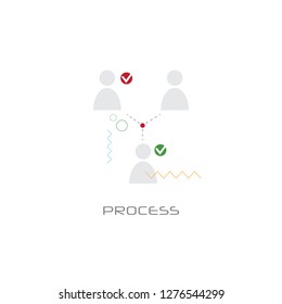 business teamwork organization scheme user group network process concept flat style isolated
