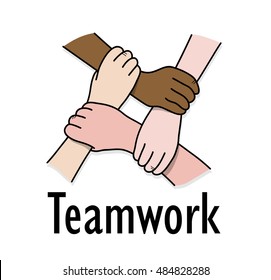 Business Teamwork Partnership. A hand drawn vector illustration of a business teamwork concept.