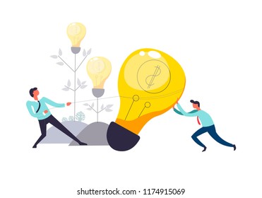 Business teamwork of people pulling lightbulb together vector