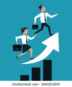 Trabajo en equipo empresarial sobre estadísticas