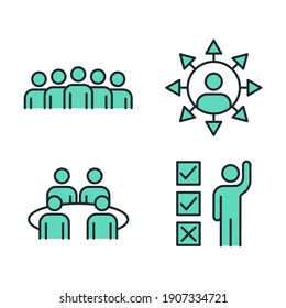 Icono de conjunto de trabajo en equipo de negocios. símbolo de grupo de trabajo y de grupo de personas ilustración vectorial simple
