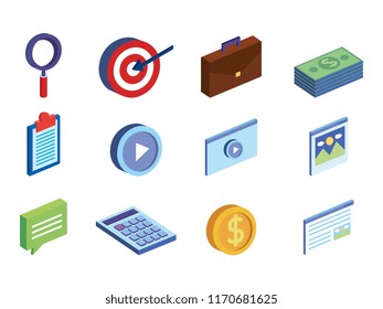 business teamwork set icons