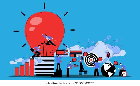 business teamwork to success. foresight vector  idea and concept creativity illustration business  innovation technology modern. 