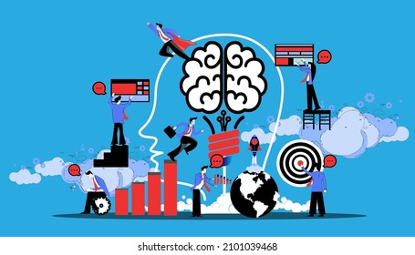 business teamwork to success. foresight vector  idea and concept creativity illustration business  innovation technology modern. 