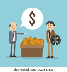 Business teamwork with treasure