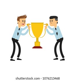 Business teamwork with trophy cup