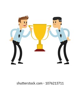 Business teamwork with trophy cup