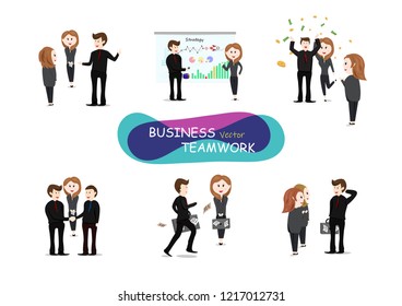 Business teamwork, vector, community working, group of people office