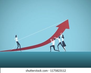 Business teamwork vector concept. Business people working together to achieve success. Symbol of cooperation, challenge, growth. Eps10 vector illustration.