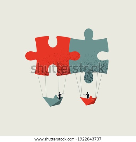 Business teamwork vector concept. Symbol of creative cooperation and collaboration. Eps10 illustration. Minimal art.
