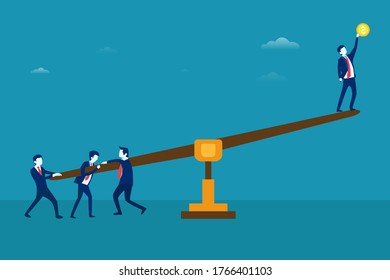 Concepto de vector de trabajo en equipo empresarial: Trabajar juntos para lograr el objetivo de la empresa