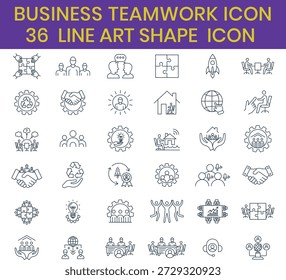 Business teamwork vector icon set. Icon illustration on coworker, group, teamwork, partnership, meeting, network, collaboration, together, brainstorm