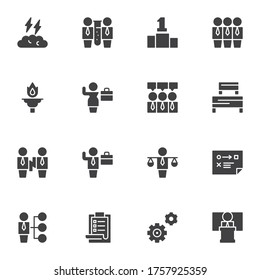Business teamwork vector icons set, modern solid symbol collection, filled style pictogram pack. Signs, logo illustration. Set includes icons as employee work group, brainstorm, development, skills