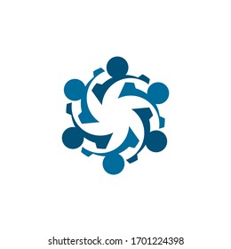 Diseño de la ilustración del logotipo del vector de trabajo en equipo empresarial