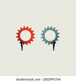 Business teamwork vector symbol with gears. Symbol of cooperation, working together. Minimal eps10 illustration.
