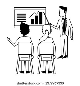 Business teamwork workers avatar in black and white