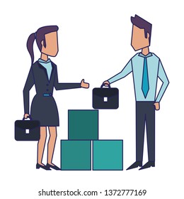 Business teamwork workers avatar blue lines