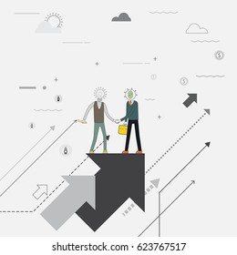Business teamwork.Process to success with teamwork together.Vector illustration.
