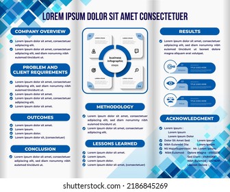 Business  Tech Brochure. Flyer Design. Leaflets 3 fold Template. Cover Book and Magazine. Annual Report Vector illustration