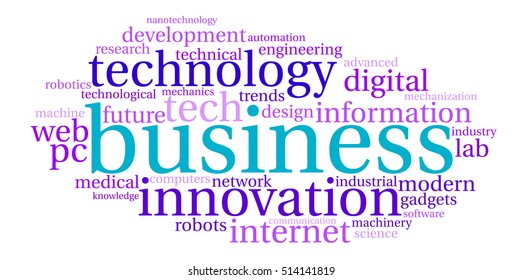 Business Tech word cloud on a white background. 